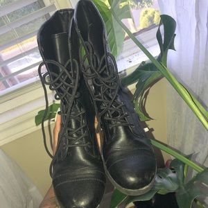 Black combat boots